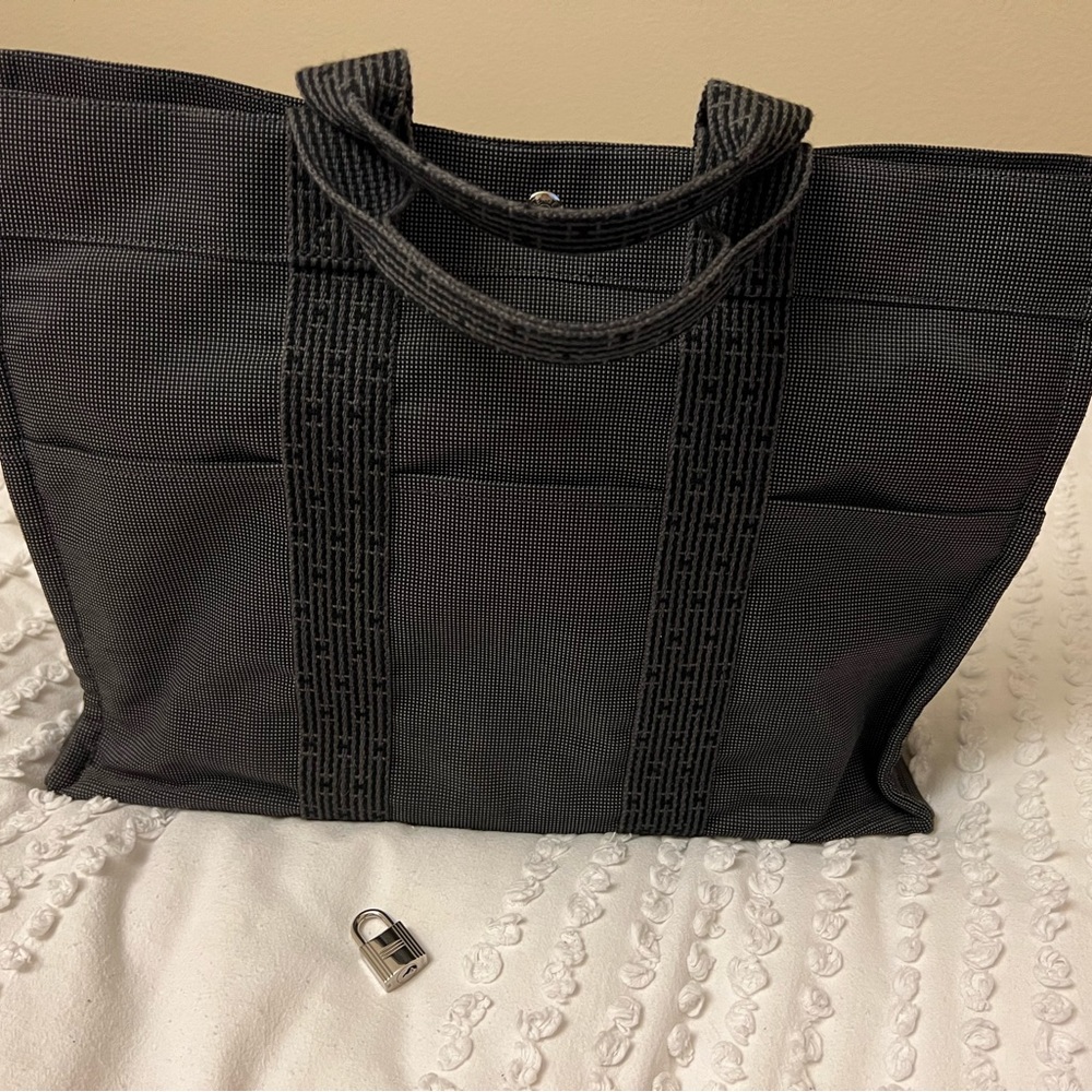 Hermes Herline mm Tote Bag in Canvas Fabric Gary